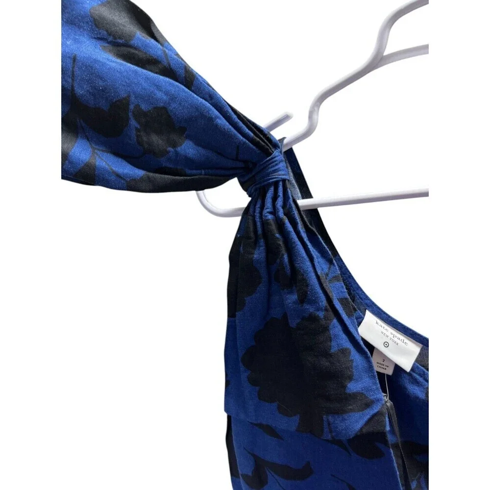 Kate Spade Romper Size 2 Women's Navy Black Floral One Shoulder Linen xTarget